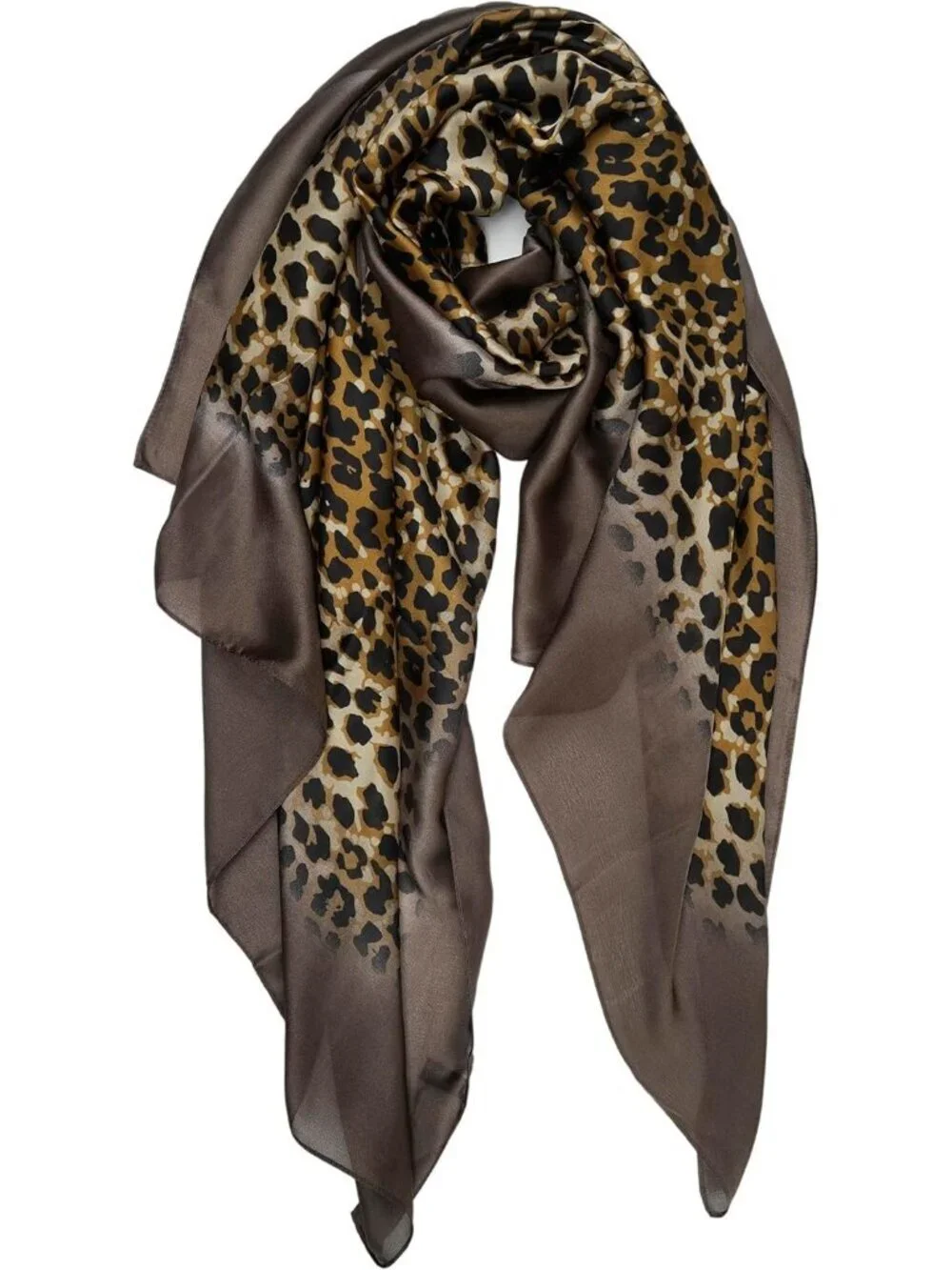 Women's Brown-Leopar Scarve Long Skinny Silky Lightweight Sunscreen Shawls Wraps